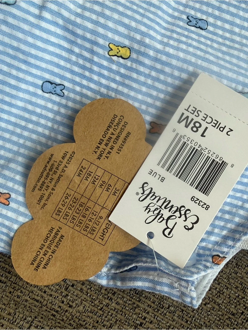 Baby Essentials Easter Bunny Overalls 2 Piece Set Size 18 Months  Seersucker New